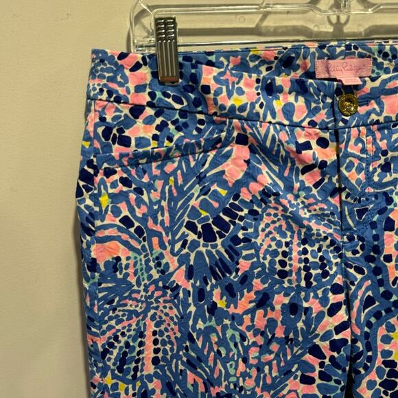 🍁 Lilly Pulitzer Kelly Skinny Ankle Pull On Skinny Pants Sz 8 Blue Pink - Picture 6 of 12